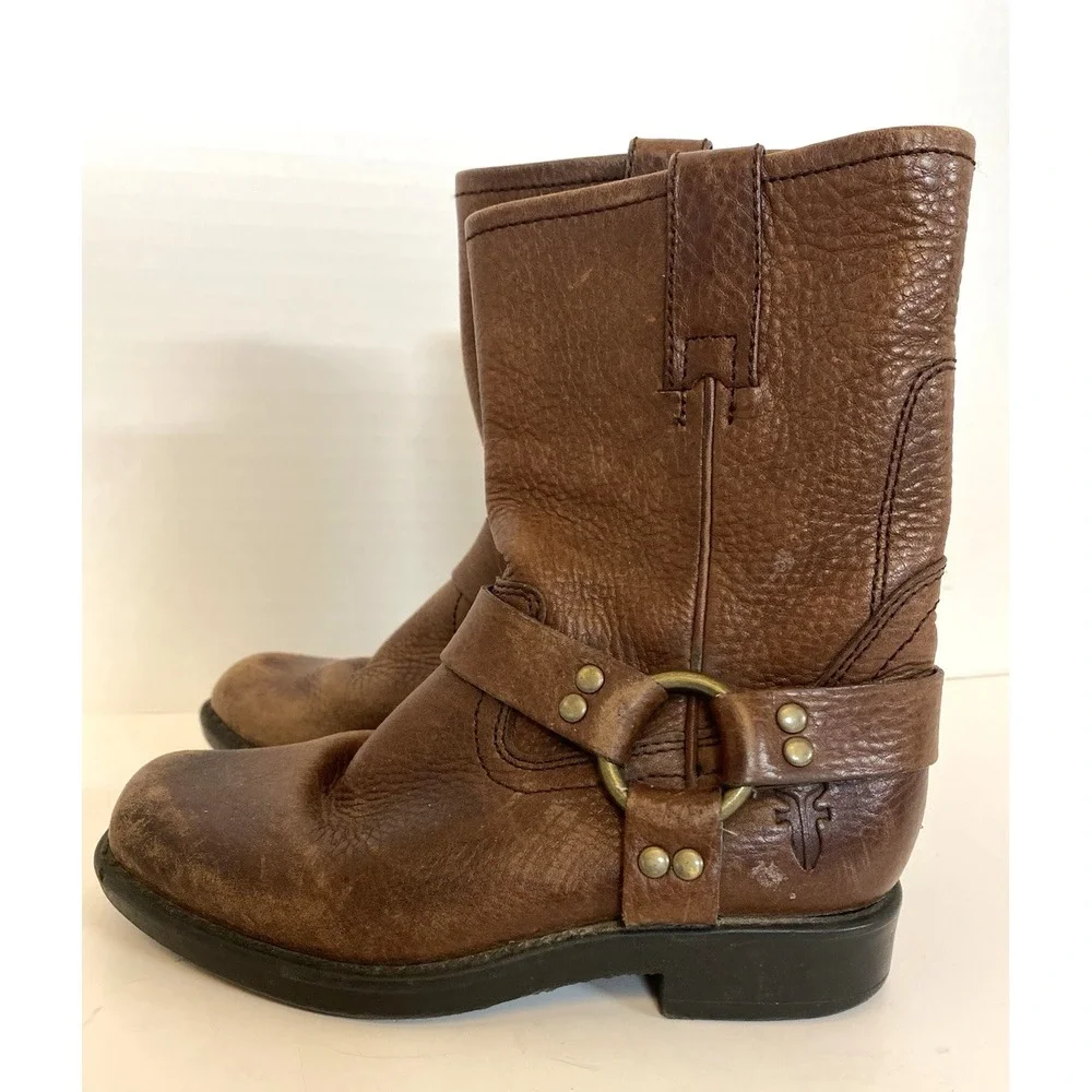 FRYE Youth 12.5 Leather Boots Engineer‎ Harness Pull-On 97206